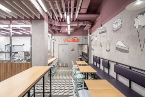 Interiér cukrárny Povidloň v Lipně nad Vltavou od studia A8000