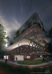 Vítězný projekt v soutěži na parkovací dům v Ostravě od kanceláře PROJEKTSTUDIO.