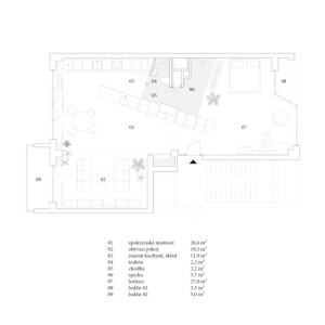 Půdorys - návrh (Byt bez příček; RDTH architekti)