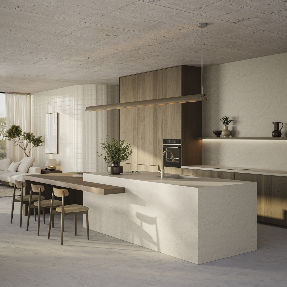 Tvrzený kámen v designu Emperador Beige od královehradecké firmy Technistone