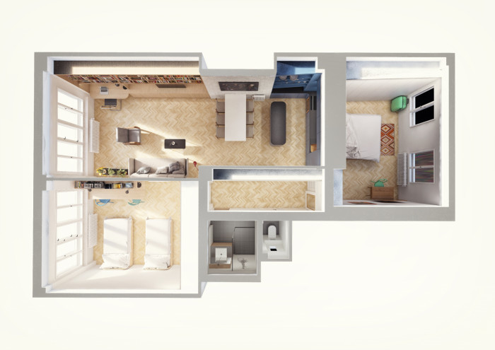 Byt Letná, 0,5 Studio, vizualizace