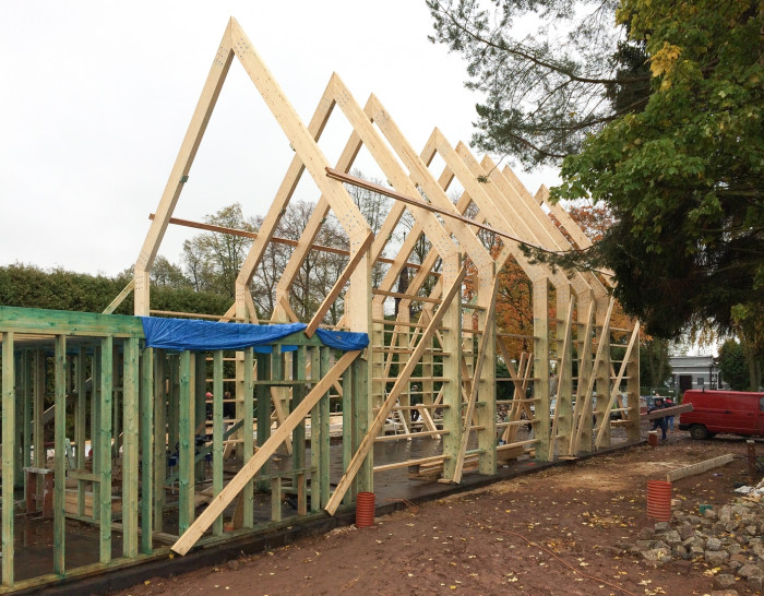 Smutečí síň Broumov, dřevěná konstrukce, INS spol. s.r.o., d3D