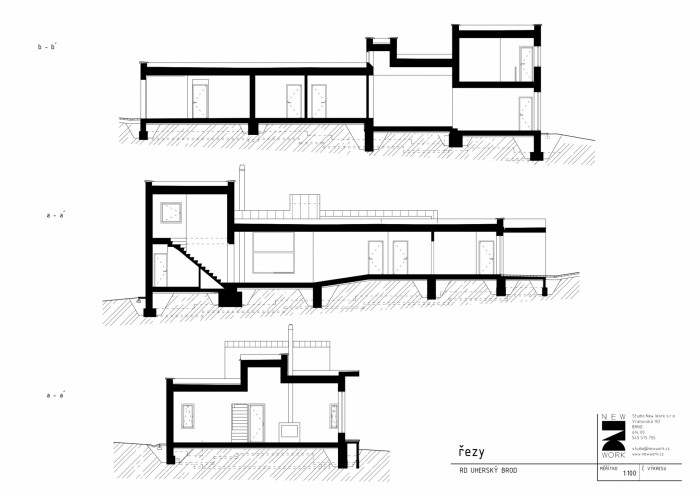 Rodinný dům v Újezdci, řezy, NEW WORK