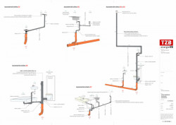Jednotlivá prostorová zobrazení detailů vnitřní kanalizace se zařizovacími předměty.