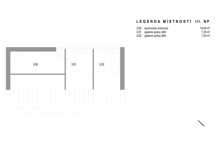 Atelier 38, Dům „jednička“, půdorys 3. NP – foto