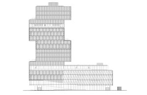 Pohled jižní (Centrum výpočetní a datové vědy Bostonské univerzity, KPMB Architects)