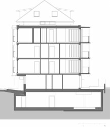 Bytový dům Mydlářka, řez, Doležel Architekti