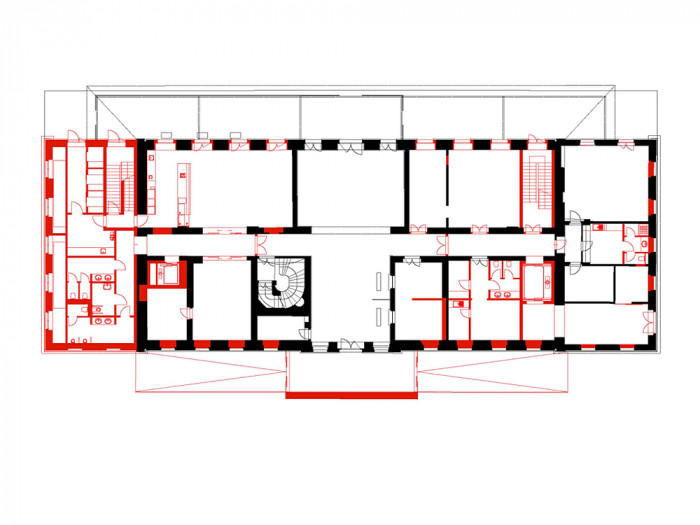 Revitalizace nádraží Bubny na Památník ticha, půdorys 1NP, ARN Studio