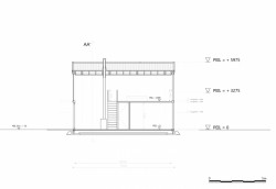 Indigo House – ateliér sochařky, woonpioniers, řez podélný