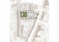 Vítězný návrh studia m2au na rekonstrukci Škroupova náměstí v České Lípě, situace