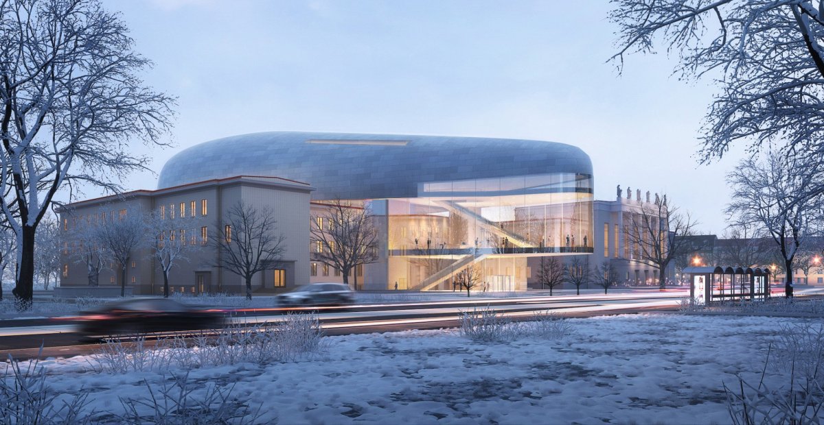 Připravovaný koncertní síň v Ostravě podle návrhu amerického studia Steven Holl Architects + Architecture Acts z Prahy.