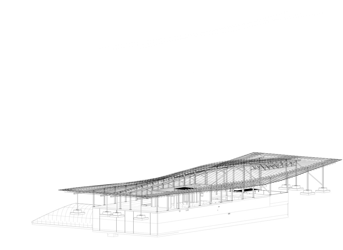 Hlavní budova: Severovýchodní pohled (ARTEVINI Resort & Winery u Velkých Pavlovic; znamení čtyř – architekti)
