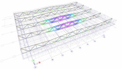 Napjatost střešních vazníků v programu Scia Engineer