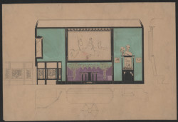 Jan Kotěra, Orientální salon JUDr. Tondera, 1901. (Archiv architektury a stavitelství, Národní technické muzeum, fond č. 21, Jan Kotěra, č. k. 20070622/02)