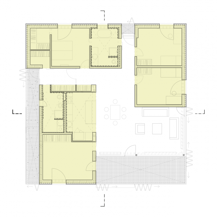 ov-a, Rodinný dům Králův Dvůr, půdorys 1. NP – foto