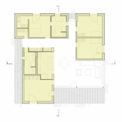ov-a, Rodinný dům Králův Dvůr, půdorys 1. NP – foto