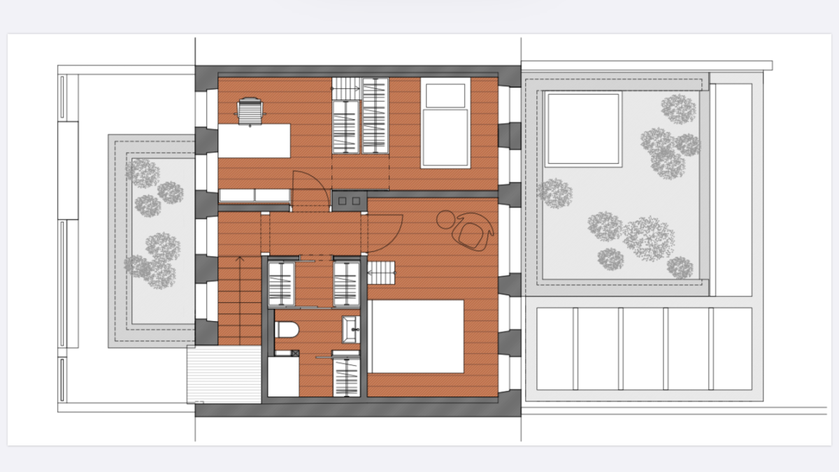 Rodinný dům na Spořilově, 2NP, BARAAK Architekti, zdroj : autorská zpráva