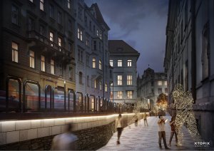 Platnéřská ulice v centru Prahy - navrhovaná proměna od studia XTOPIX.