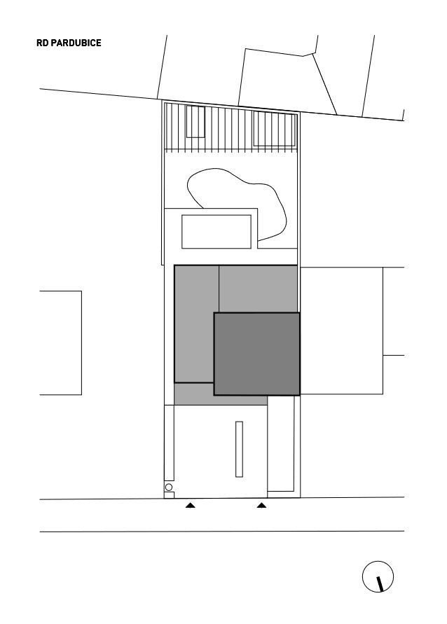 Rekonstrukce rodinného domuv Pardubicích, situace, OK PLAN Architects