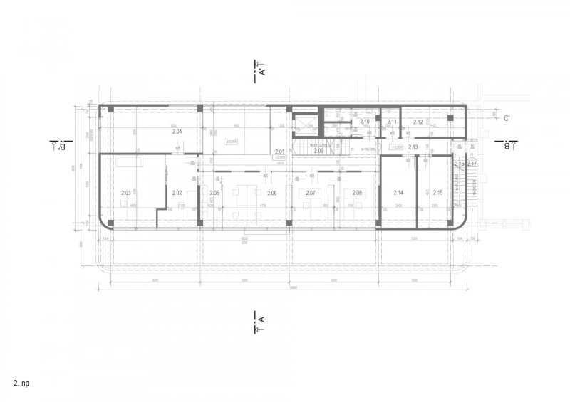 Výrobní a administrativní objekt firmy Pilana Karbid v Hulíně, Ellement architects, půdorys 2NP