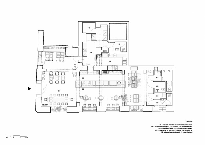 Loving bistro Letná, půdorys 1 NP, esté architekti