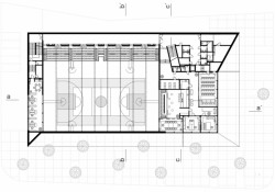 Národní sportovní centrum v Prostějově, půdorys 2NP, atelier-r