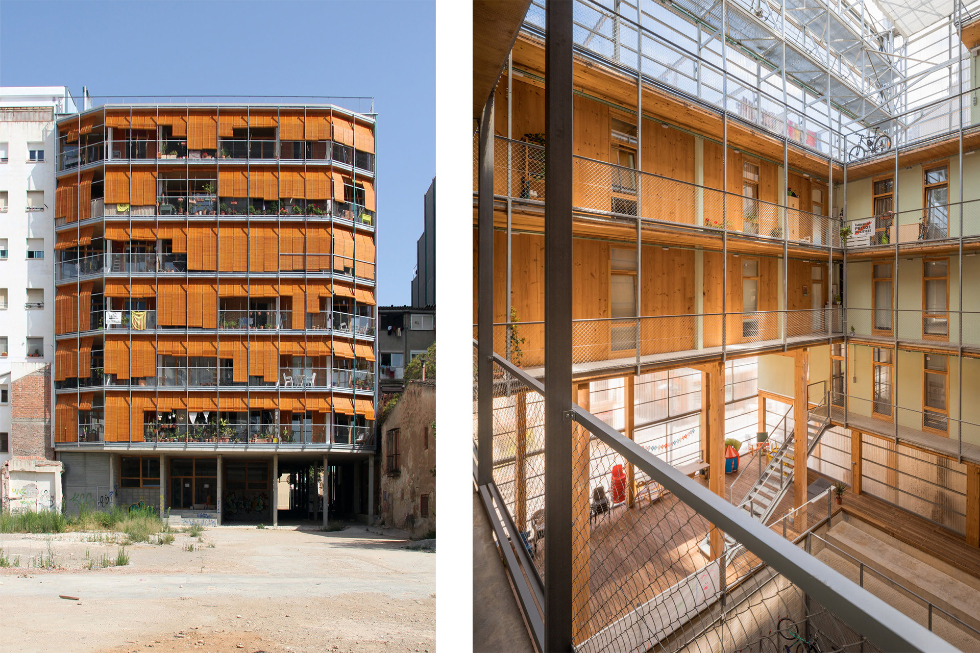 La Borda představuje průlomový model družstevního bydlení, kde se komunitní správa, sdílené prostory a udržitelná architektura spojují v jeden živý, flexibilní organismus.