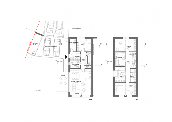 Bydlení Újezd nad Lesy, dispozice domu A