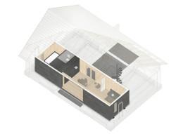 Axonometrie (Krabice ve stodole; Facha architekti)