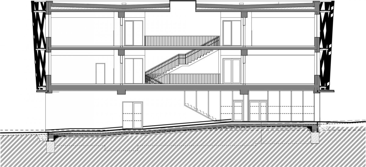 Pavilon ZŠ v Mníšku pod Brdy - Grido, architektura a design, s.r.o. - řezy