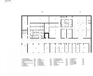 Pavilon rehabilitace Nemocnice Rudolfa a Stefanie Benešov, STA, projektový ateliér - půdorys 1. N.P.