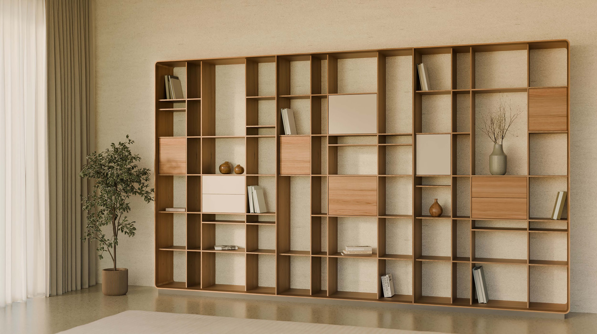 Úložné prostory O-LINK mozaika, velká knihovna od Javoriny