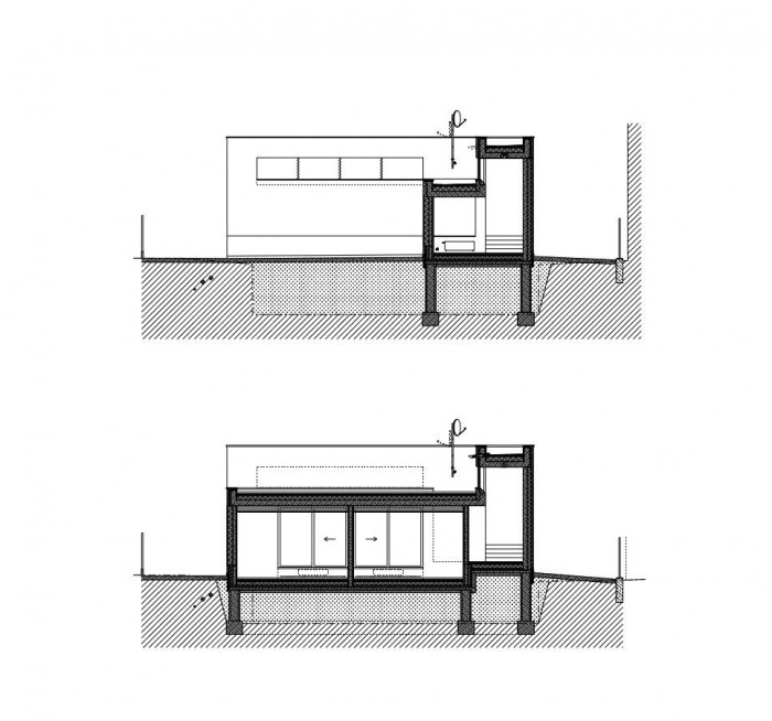 Rodinný dům Benešov, příčný řez a pohled, Holiš + Šochová architekti