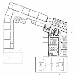 Dostavba budovy Slovanského gymnázia Olomouc, půdorys 3.NP, Miroslav Pospíšil