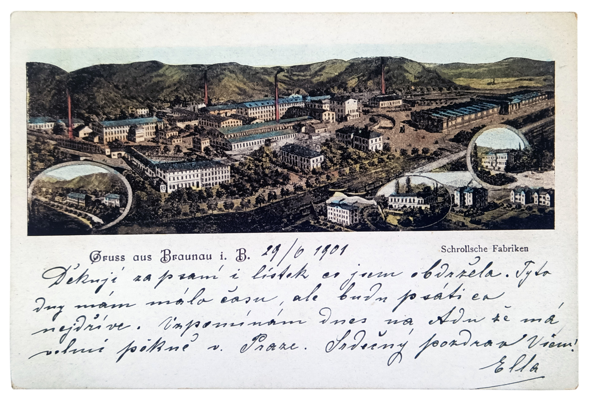 Pohled na Olivětín a Schrollovu textilku