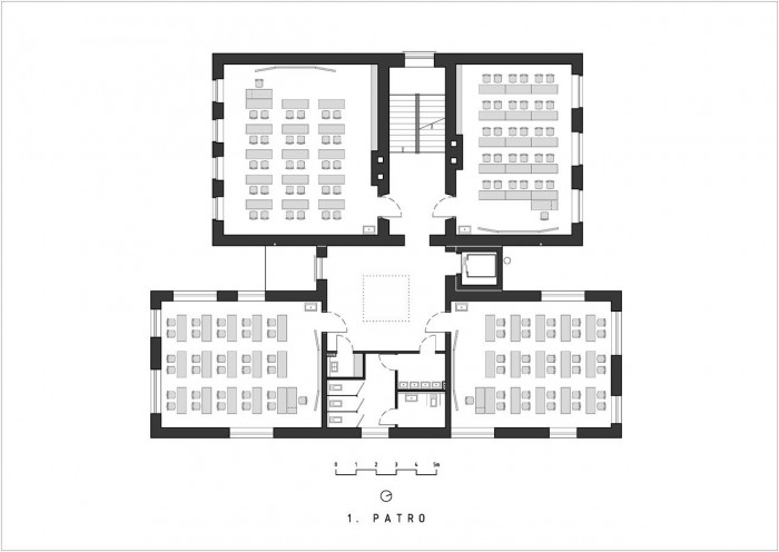 Architekt Ondřej Tuček, Přístavba a rekonstrukce obecní školy Hovorčovice, půdorys 2. NP – foto