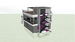 Axonometrie - koncepce schodiště