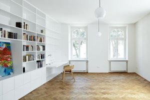 Henkai Architekti, rekonstrukce bytu s knihovnou v Opavě, foto
