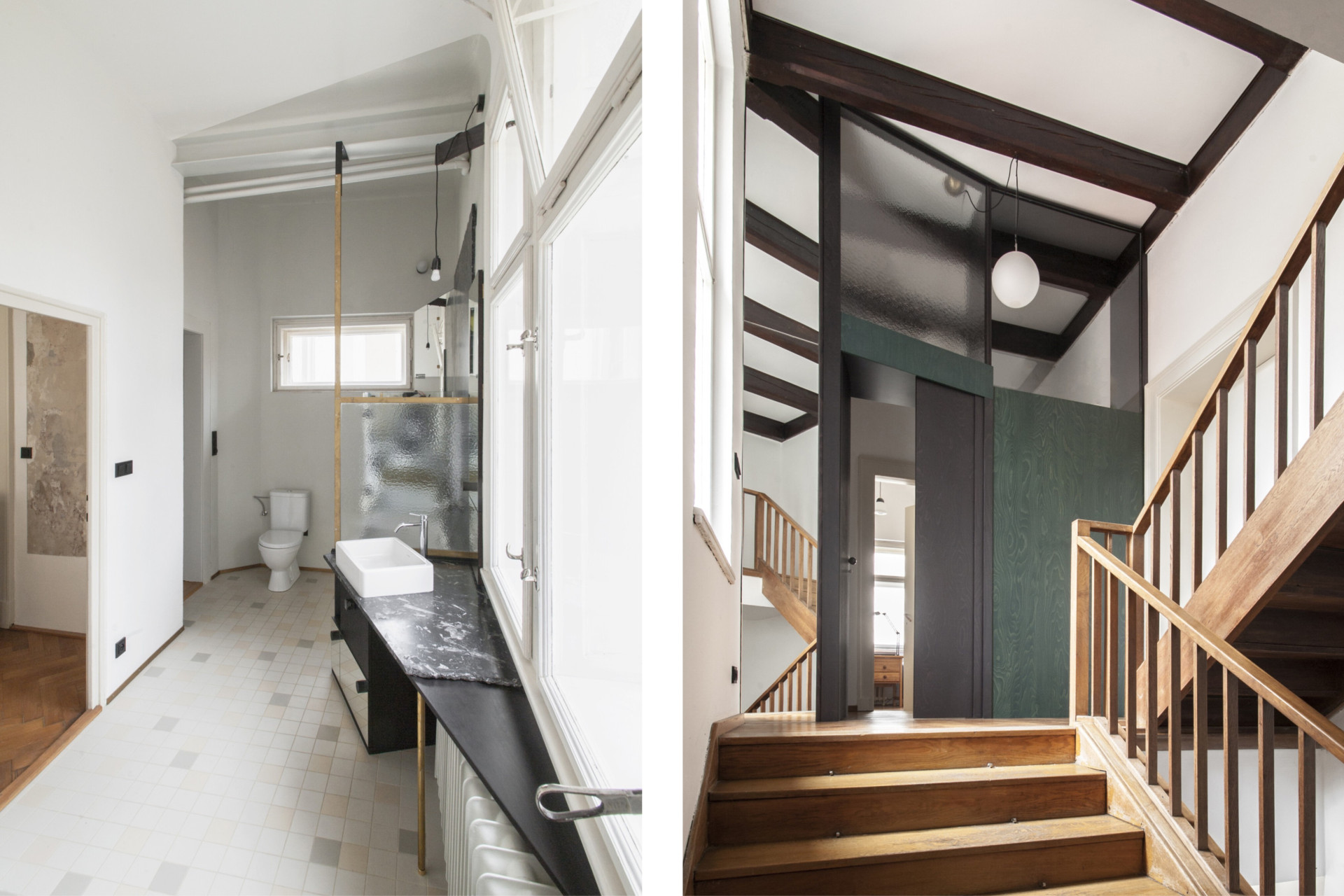 Rekonstrukce bytu v secesní vile, svobodová blaha - Projekt si kladl za cíl zvýšit míru soukromí obyvatel a zároveň celý byt výrazově sjednotit