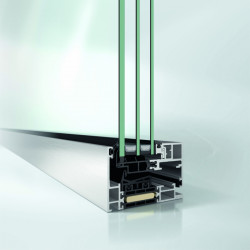 Panoramatické tepelněizolační hliníkové okno Schüco AWS 75 PD.SI (základní stavební hloubka 75 mm, Panorama Design, Super Insulated).