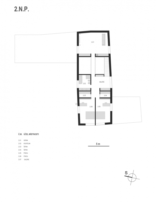 ZETTE atelier, RD Mikulovice I, půdorys 2. NP – foto