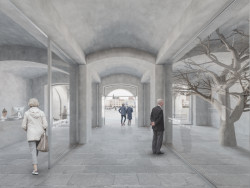 Vítězný návrh Centra současného umění a architektury v Českých Budějovicích od studií AFF Architekten + Malý Chmel. Vizualizace: Ondřej Žvak, Malý Chmel