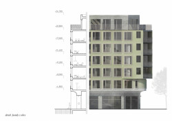 Bytový dům v Karlíně, detail fasády, Barbora Červeňová