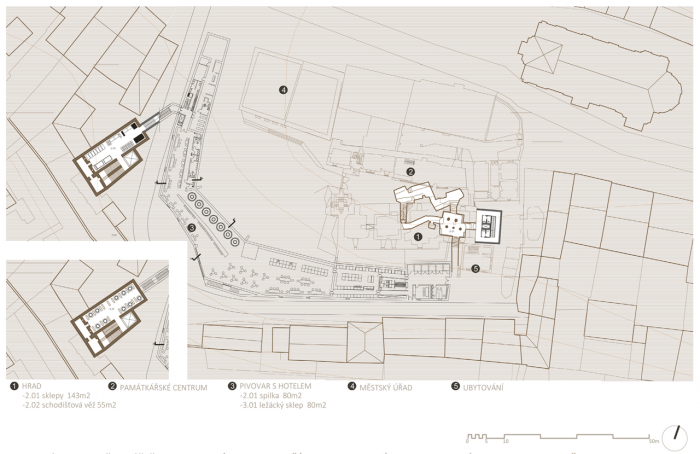 Jiří Gulbis, Kulturní okrsek města Úštěk, půdorys 2. PP - foto