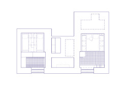 Půdorys – horní (Bydlení na 37 metrech čtverečních; hurá studio)