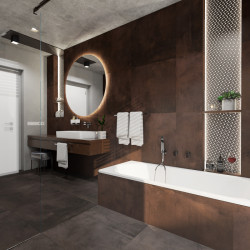 Nápad na niky a vytažení jejich obkladu až na strop vznikl až během procesu navrhování. Klienti byli z nového řešení nadšení.