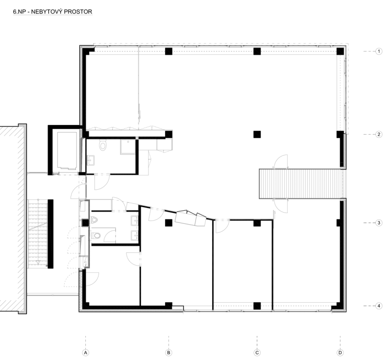 PROJEKTSTUDIO EUCZ, Concept House, půdorys 8. NP (ateliérový byt) – foto