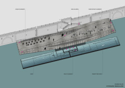 Plovoucí lázně na Rašínově nábřeží, schema paluby, Petr Janda/Brainwork