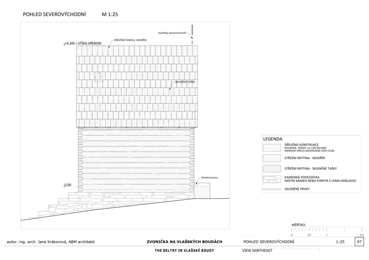 Jana Krákorová (ABM architekti), Zvonička na Vlašských Boudách, pohled SV – foto