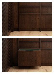 Rekonstrukce řadového domu u letiště, No Architects: Detail nábytku